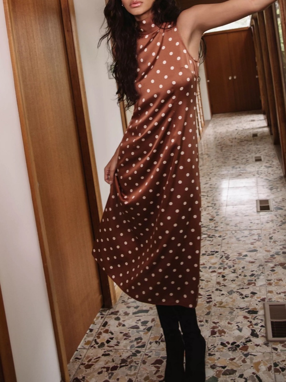 NWOT French Connection Ennis Satin Polka Dot Dress